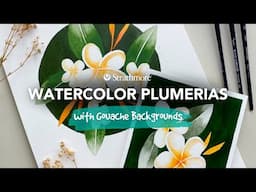 Painting Plumerias with Watercolor + Gouache Backgrounds | With Tin Bejar