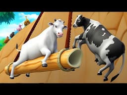 Giant Black Cow vs Giant White Cow - Epic Rescue Mission | Animal Friendship Videos 2024