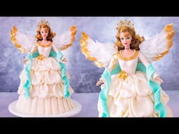 Making the MOST Magical CHRISTMAS Barbie ANGEL Cake