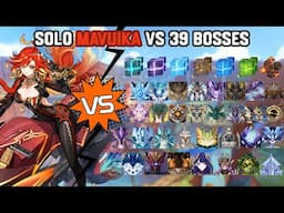 Solo C0R1 Mavuika vs 39 Bosses (WL 9) Without Food Buff | Genshin Impact