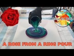 Fluid Art Flowers using Ring Pours in this Fluid Art Tutorial Purple and Green color palette #377