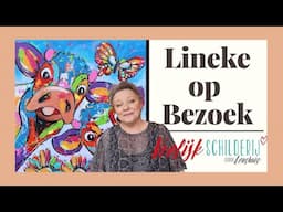 Lineke Lijn op Bezoek bij Vrolijk Schilderij van Corrie Leushuis!!