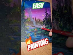 How to paint a simple painting on canvas / campfire 🔥 #shorts #howtopaint