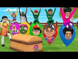 Squid Game vs Scary Teacher 3D Trying win play game jump right ball Miss T vs 5 Neighbor