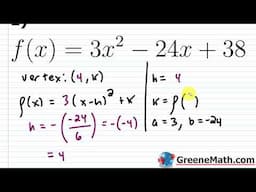 Vertex Form of a Parabola Practice Test Full Solutions