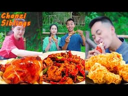 Spicy Fried Chickens Eating Challenge | Village Funny Mukbang 2022 | Chinese Food Yummy  Recipes