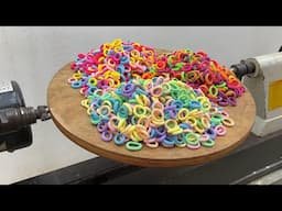 Amazing Woodturning Crazy - A Creepy Idea To Turn Those Hair Ties Into Amazing Work Art On Lathe