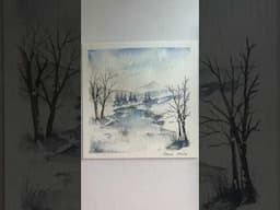 Winter scene #short #shortsyoutube #watercolorartist #lightwish