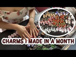 Artist Mom Vlog 💙 How I make my  Polymer Clay Charms 🤗 Strawberries and Bunnies! 🍓 🐇 Small Business