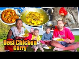 Today's cooking eating Desi Chicken curry with rice eating | jh eating show