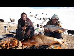 Surviving in the Highest Mountain of Afghanistan | Shepherd Mother Cooking Village Style Fish