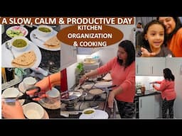 Kitchen Countertop Organization & Décor | Cooked Family Fav Palak Paneer | Calm Winter Day Routine