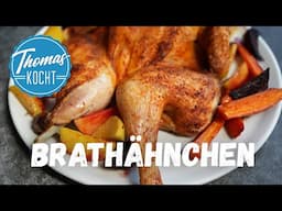 Knuspriges Brathähnchen mit Ofengemüse