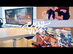 cozy vlog | new desk ft. flexispot, bike rides, attack on titan