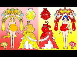 DIY Paper Doll Rapunzel and Ladybug Fashion Week Wedding Contest Challenge Makeover Dolls Beauty