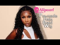 I AM SHOCKED! 😱 THE EASIEST PRE-STYLED HALO BRAID 13*6 FRONTAL UNIT INSTALL. Alipearl hair