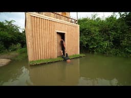 Building The Most Beautiful Mud House in Flood Season on Canal