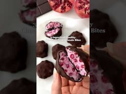 Healthy Dessert Idea: 3-ingredient Chocolate Pomegranate Bites😍 #healthyrecipes #easyrecipes