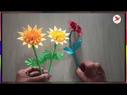 Beautiful Paper Sunflower Tutorial | DIY Small Paper Flower for Room Decoration