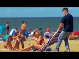 Taking Peoples Towel Prank at the beach 😁