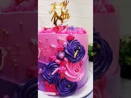 Pink and purple theme cake for 18th birthday#cake #cakedecorating #shortvideo #viral #viralvideo