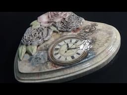 Vintage Shabby Chic Wooden Heart Tutorial - Decoupage with Clay