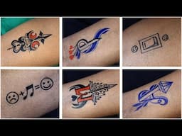 Simple tattoo ideas of M and A and switch and P and 🎵 13💠 making with pen