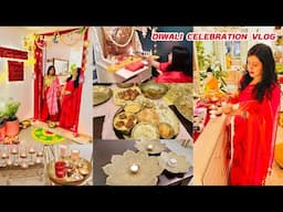 1st DIWALI CELEBRATION with DEVI || Puja, Decoration, Rangoli, Flowers, Diya, Diwali Dinner Menu