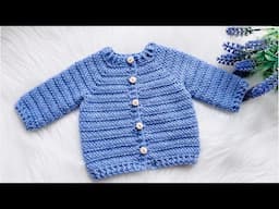 Chaquetita, chambritas, cardigan de bebe a gancho con punto fantasia facil de tejer Crochet for Baby