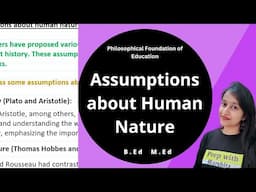 Assumptions about Human Nature | Philosophical Foundation of Education