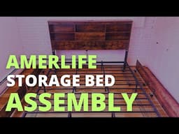 AMERLIFE Bed Frame Wooden Platform Bed with 51.2" Storage LED Bookcase Headboard Assembly |