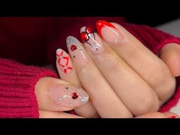 Red Cherries Valentine’s Day Nails | Nail Prep, Application, & Nail Art | Acrylic Nails Tutorial