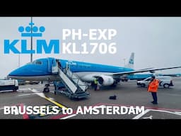 KLM KL1706  PH-EXP Embraer E175STD from Brussels to Amsterdam #klmcityhopper #klm