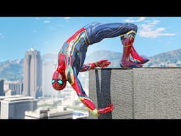 GTA 5 IRON SPIDERMAN Motorcycle Stunts Fails (Spiderman Falling off Highest Buildings) EP 30