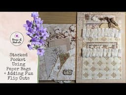 How To Make A Stacked Pocket Using Paper Bags & Add Flip Outs To Journals ~ Junk Journal Tutorial