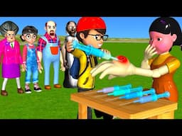 Scary Teacher 3D vs Squid Game Syringe and Medicine Help Sick Squid Girl 5 Times Challenge