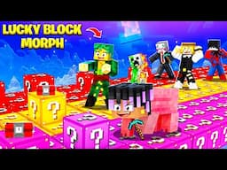 USING MORPH MOD TO CHEAT IN LUCKY BLOCK RACE😱