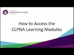 How to Access the CLPNA's Learning Modules