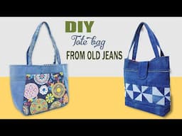 DIY Two super cool tote bags made from old jeans