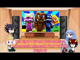 The Big 3 + Eri and Kota reacts to Moosecraft- Minecraft FNAF WORLD (Night 3)