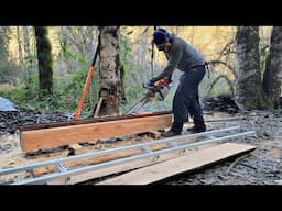 Chainsaw Milling Timber Posts & Slabs at Neighbor Al's Off Grid Property