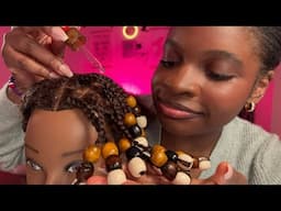 ASMR Teaching you how to braid with wooden beads 💆🏾‍♀️