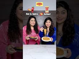 MAGGI’s newly launched Hot & Spicy vs. Achari Masti flavour! #foodchallenge #thakursisters