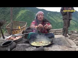 From Field to Table:  A Day of Himalayan Food Cooking in the Family Kitchen || lajimbudha ||