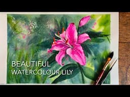 Beginners WATERCOLOR LILY PAINTING Loose Watercolour PAINTING Techniques Tutorial Flowers/Landscape