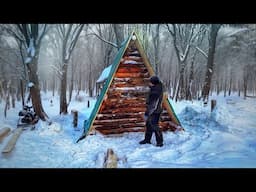 Building a Mini A-frame in -15C! Two-story Mini Shelter