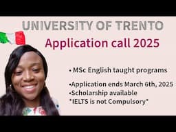 UNIVERSITY OF TRENTO🇮🇹|INTAKE 2025|REQUIREMENTS|STUDY IN ITALY 🇮🇹