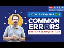 COMMON ERRORS | previous year questions | ssc cgl & cpo mains 2024| Shyam Sharma sir | #english