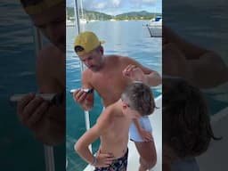 A barber shop with a view  #boatlife #sailingfamily #carribean #dadlife #boating #kids #travel