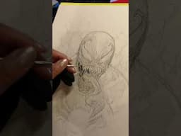 Drawing and inking Venom with a brush.  Longer episode available soon. #venomsketch #venom